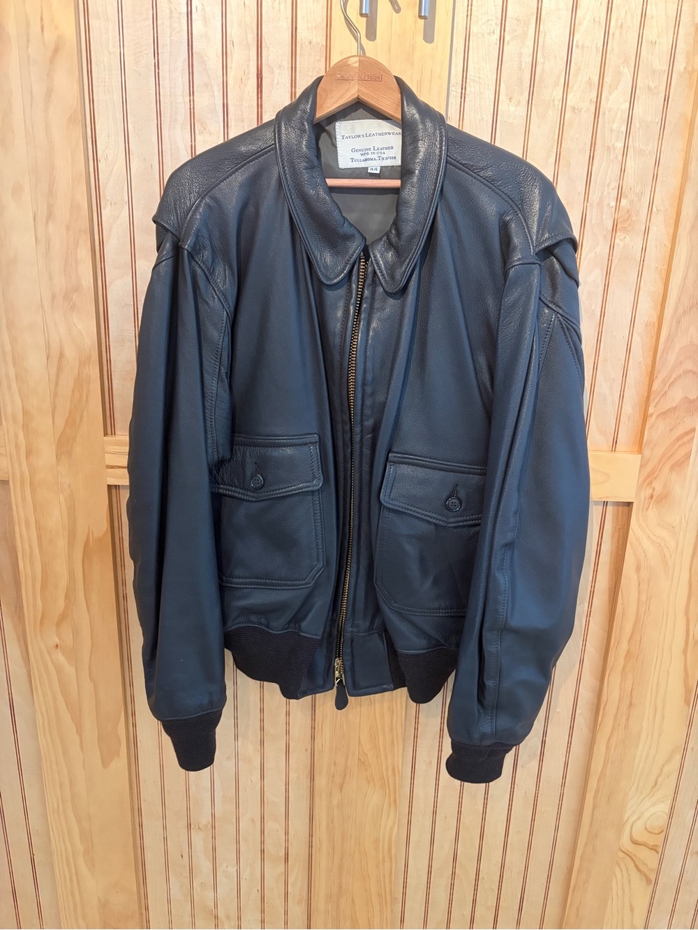 Taylor Black Leather Bomber Jacket